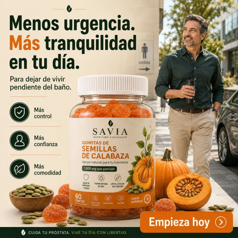 Savia — Gomitas de Semilla de Calabaza para Próstata