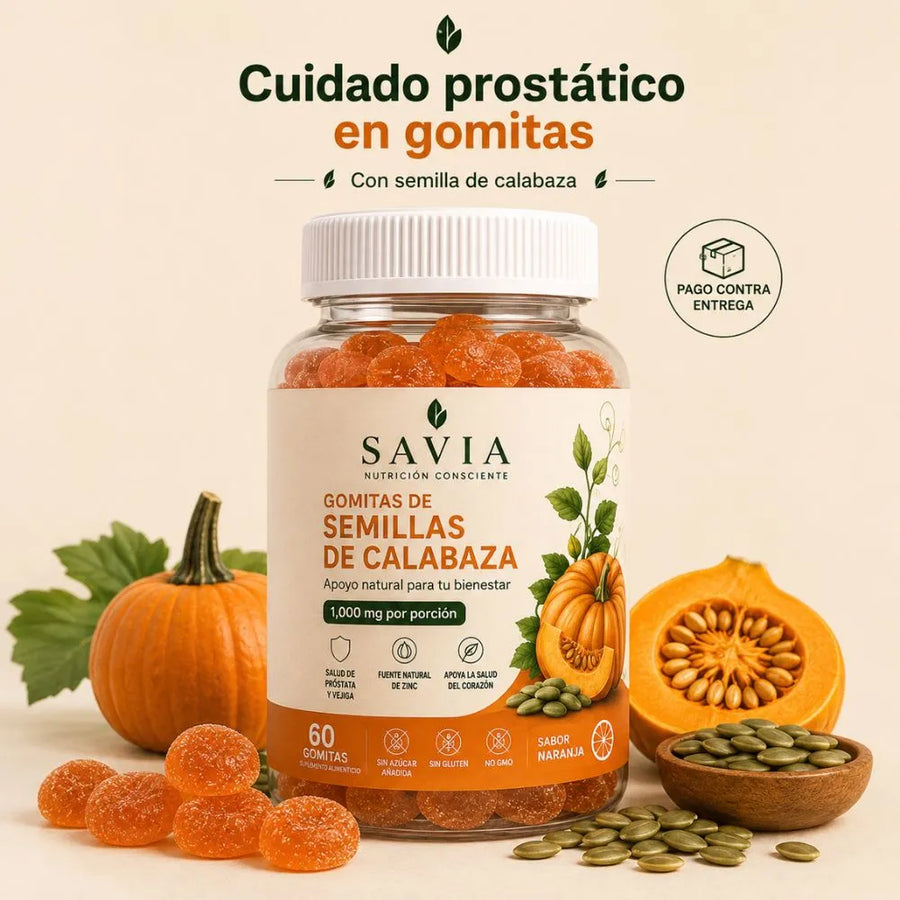 Savia — Gomitas de Semilla de Calabaza para Próstata