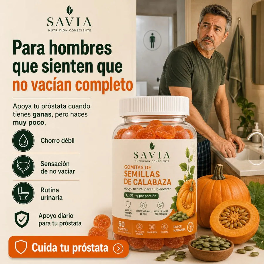 Savia — Gomitas de Semilla de Calabaza para Próstata