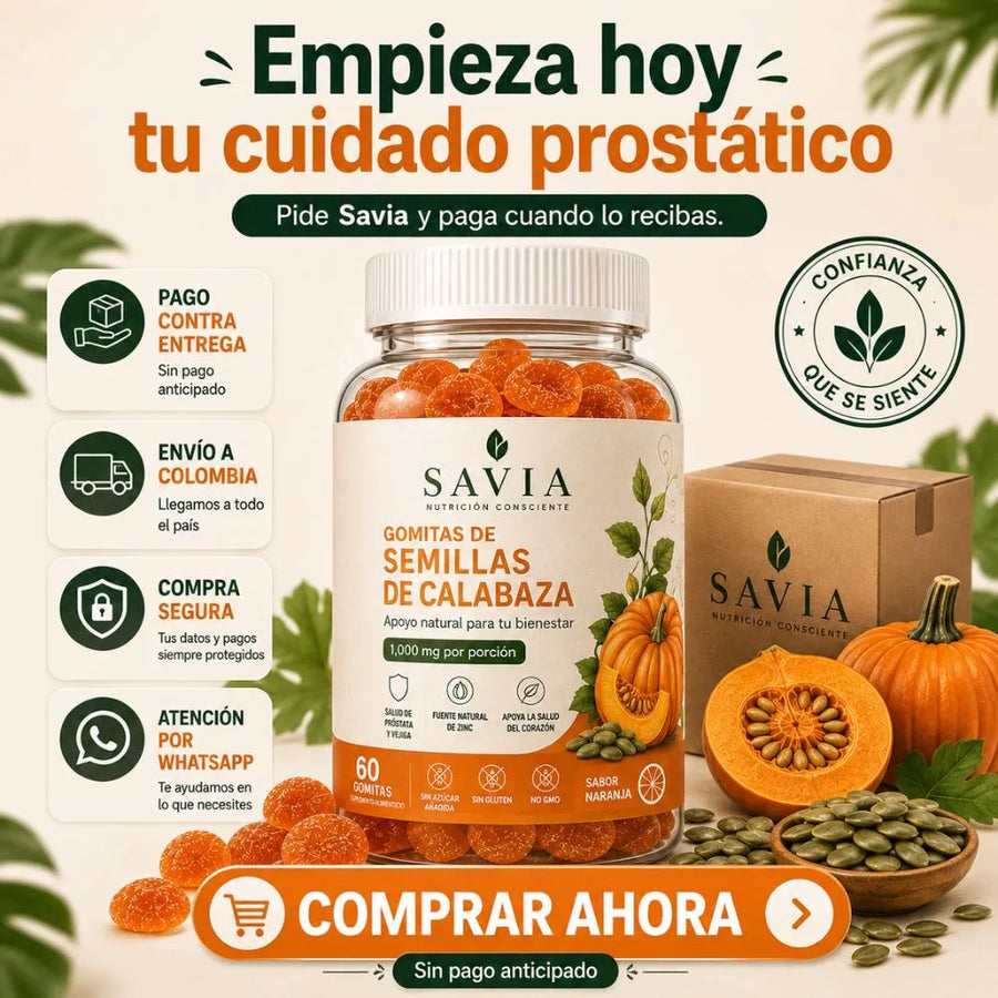 Savia — Gomitas de Semilla de Calabaza para Próstata