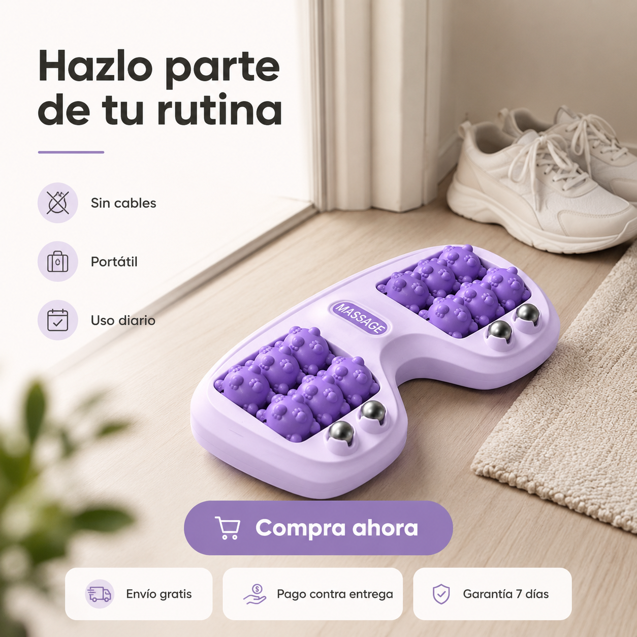 Rodillo Masajeador - Desinflama y relaja tus pies con acupresión magnética — en 10 minutos.