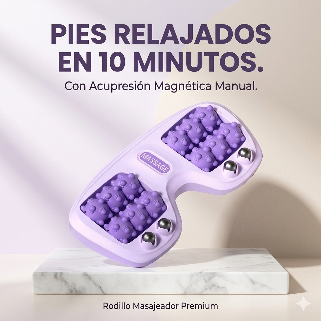 Rodillo Masajeador - Desinflama y relaja tus pies con acupresión magnética — en 10 minutos.